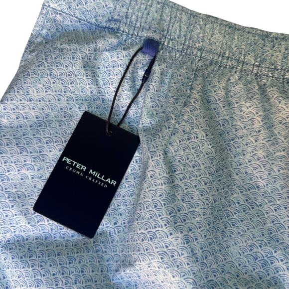 PETER MILLAR Crown Crafted Swim Trunks XL‎ Blue IceAQ Wave Print NWT $110 - Picture 5 of 6